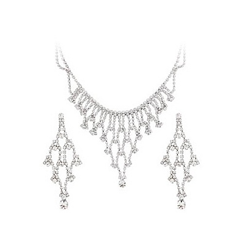 ウエディング アクセサリー ネックレスセット 1年無償修理保証イヤリングクリスタルラインストーン