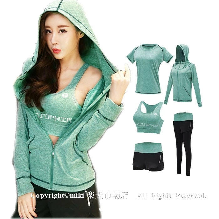 【即納】5点セット アウター 半袖Tシャツ ショーツ パンスト スポーツブラ スポーツウェア レディース ヨガウェア 上下セット ウェア フィットネス ジャージ ホットヨガ トレーニング 伸縮性 通気