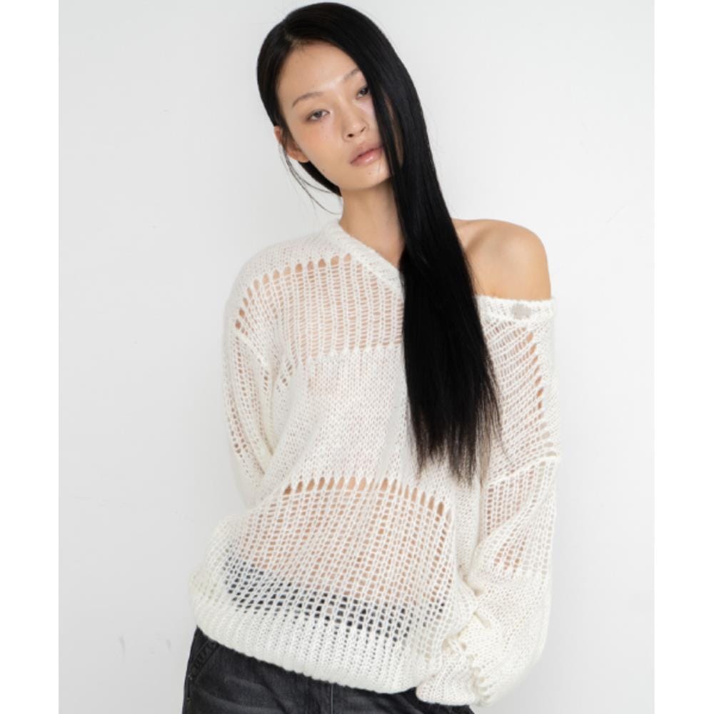 2000Archives BELLA VNECK KNIT IVORY 2A24HWKN01IVOS