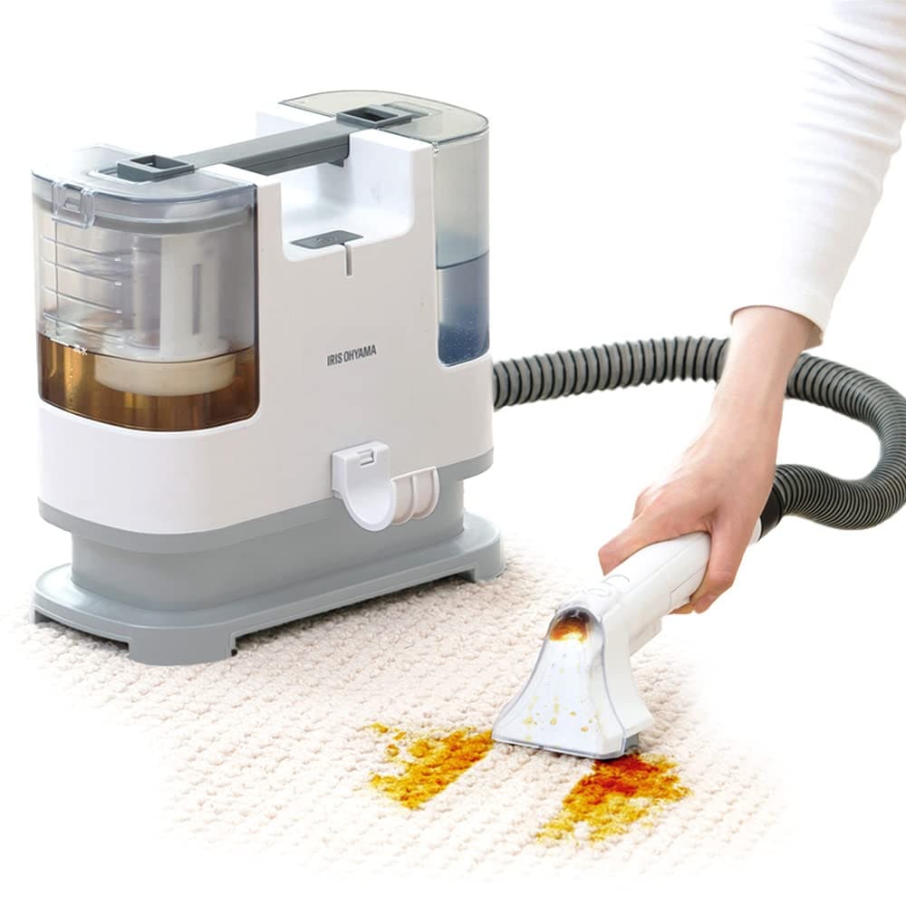 リンサークリーナー 自動ポンプ式モデル 【テレビ放映商品】 染み抜き 布洗浄機 ブラシヘッド&amp T字型ヘッド付属 楽ちん給水口 RNS-P10-W ホワイト