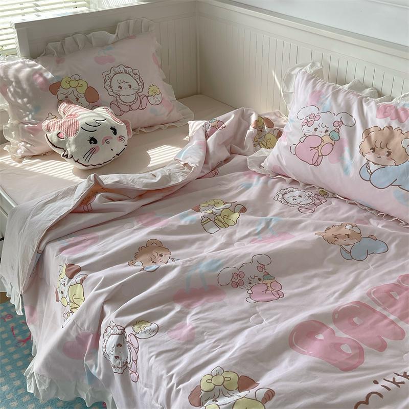 梨夢かわいいmikko少女純綿夏涼しさ4点セット大豆繊維夏薄い布団エアコンが芯になっている