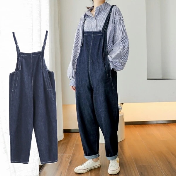 【即納】レディース デニム サロペット デニム パンツ ジーンズ オーバーオール 女性 デニムサロペット ファッション ロングパンツ　体型カバー 大人 ボトムス