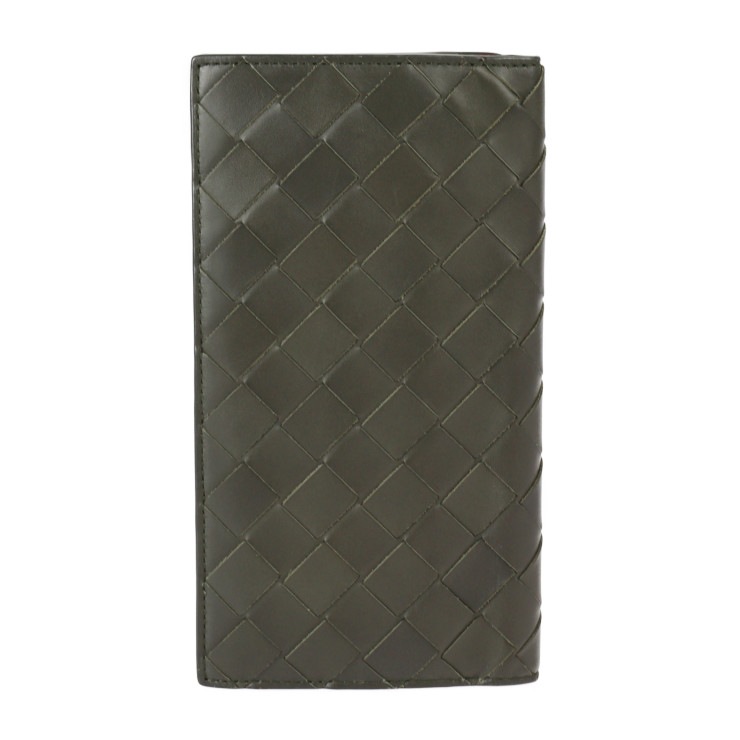 美品 BOTTEGAVENETA ボッテガヴェネタ 二つ折り財布 635567 イントレチャート レザー ブラック ピンク 札入れ 長財布 本物保証 中古