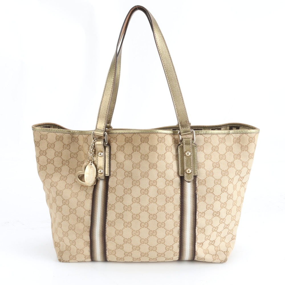 美品 GGキャンバス シェリー ライン 139260 レザー×キャンバス トート バッグ 肩掛け ショルダー ハンド A4 レディース RWM DN29-4 中古