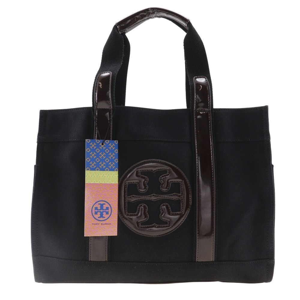 トートバッグ コットン エナメル 黒 茶 レディース 中古品