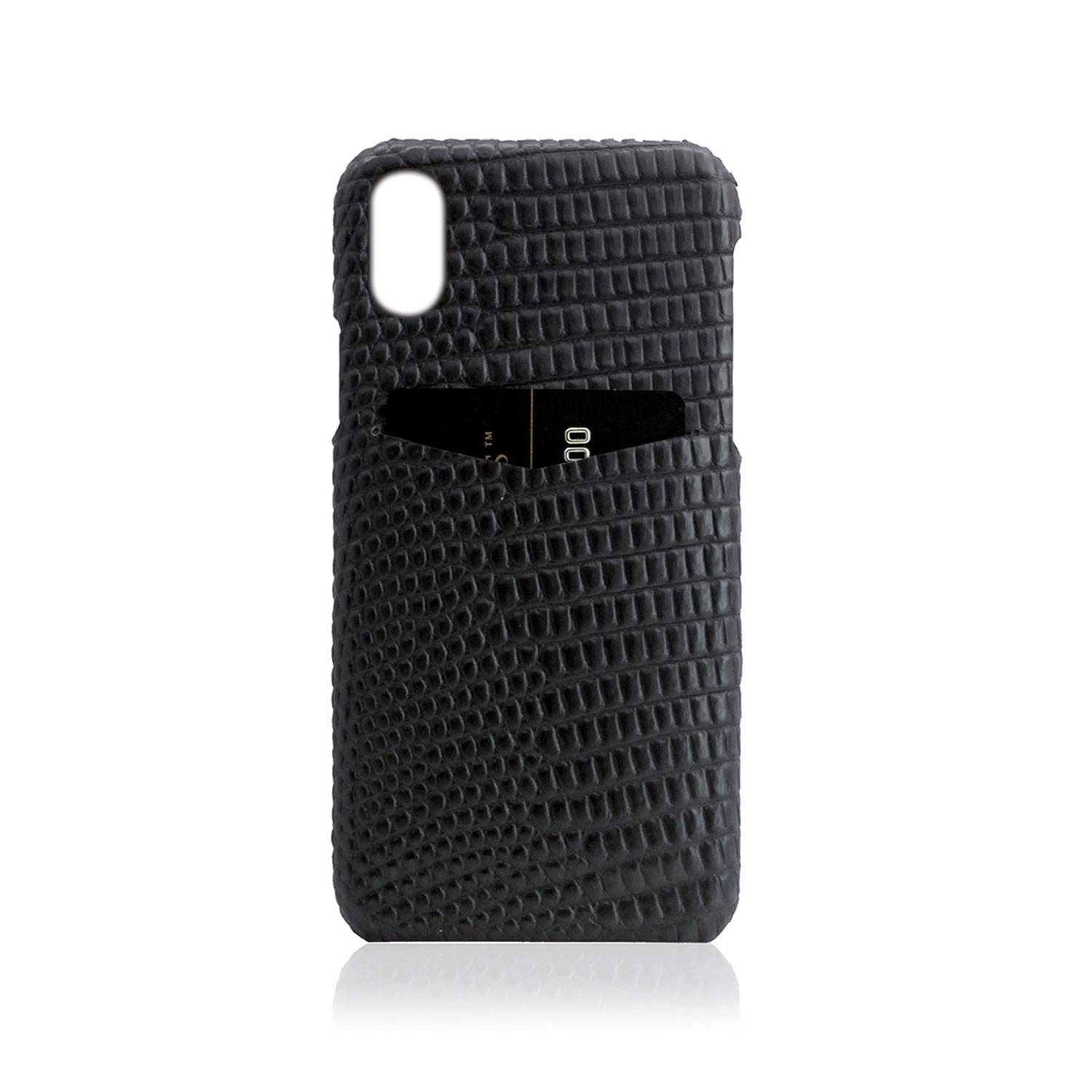 SLG Design iPhone XR ケース 本革 レザー Lizard Leather Back Case ブラック 6.1インチ アイフォン カバー ワイヤレス充電対応【日本正規代理店品】 S