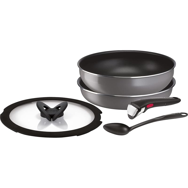 【オンライン限定】 ティファール 取っ手のとれる 鍋 フライパンセット 5点セット ガス火専用 炒めるのに便利なスプーン付き PFOAなどの有害物質不使用 「インジニオネオ フレーズグレー」 こびり