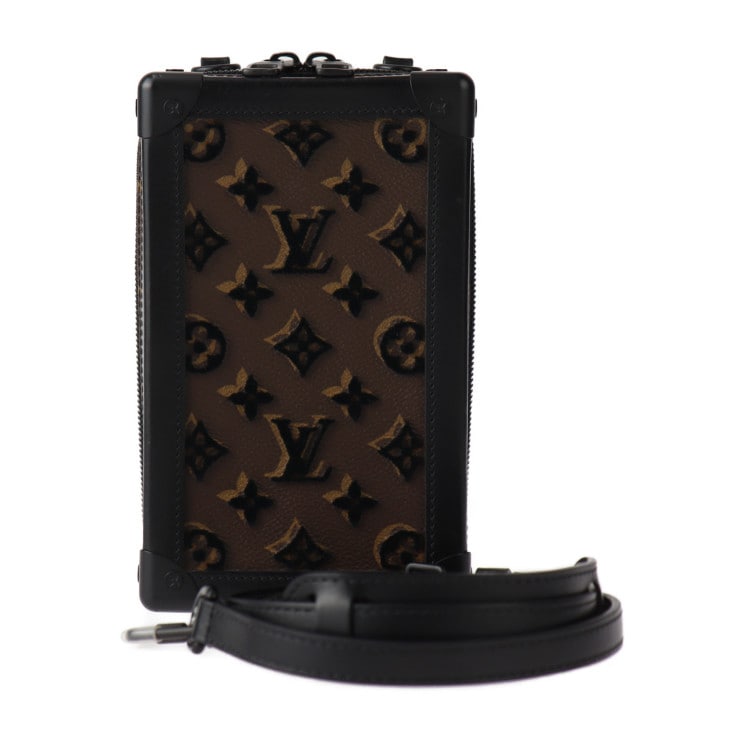 美品 LOUIS VUITTON ルイ ヴィトン ショルダーバッグ M45044 ヴァーティカル ソフトトランク モノグラム タフタージュ レザー モノグラム タフタージュ ブラウン ブラック ポシェ