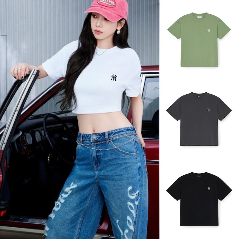 3ATSB0253 karina着用 [25S新商品]ベーシック ヘビーウェイト オーバーフィット 半袖 Tシャツ ニューヨークヤンキース正規品保証 関税負担なし 韓国限定販売 男女共用
