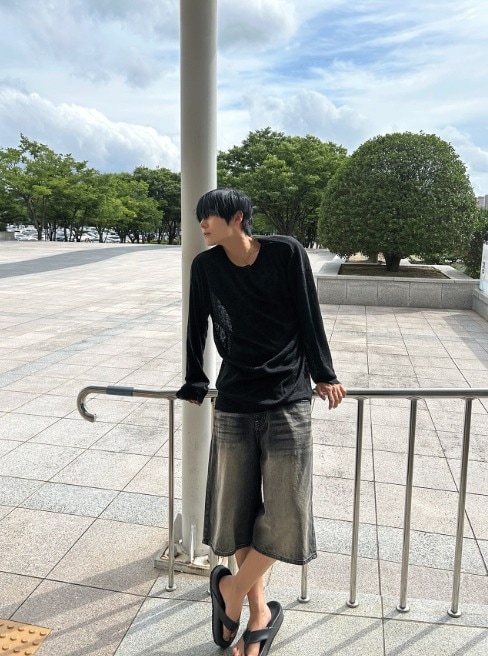 [COSYHARU公式] Brown Tint Bermuda Denim Shorts