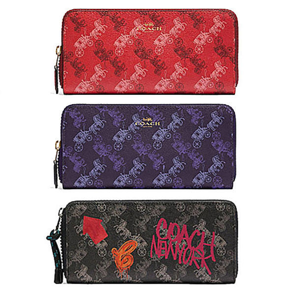 SLIM ACCORDION ZIP WALLET WITH HORSE AND CARRIAGE PRINT F87926 F87927
