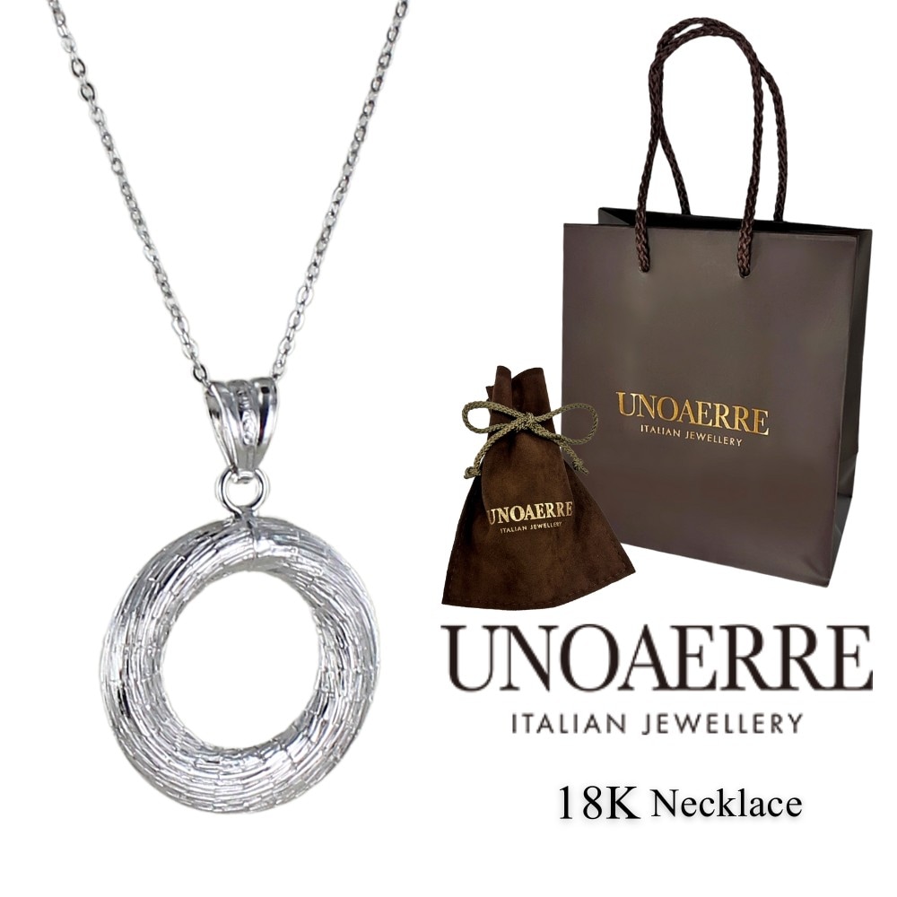 正規品 ウノアエレ ショッパー付き ホワイトゴールド ネックレス レディース 18K 18金 K18WG 誕生日プレゼント 女性 妻 ペンダント チェーンネックレス おしゃれ ゴールド イタリア製 K