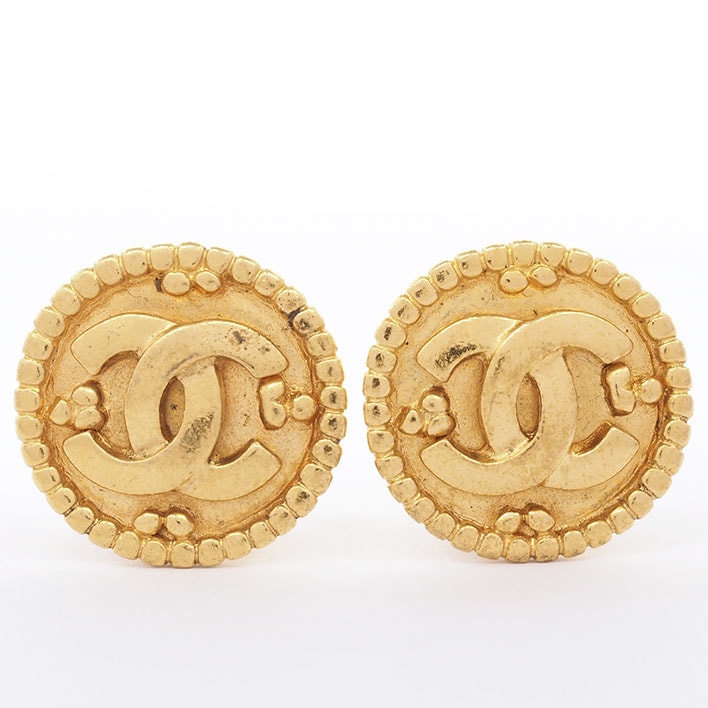 シャネル ココマーク ミルグレイン ラウンド クリップタイプ【イヤリング】