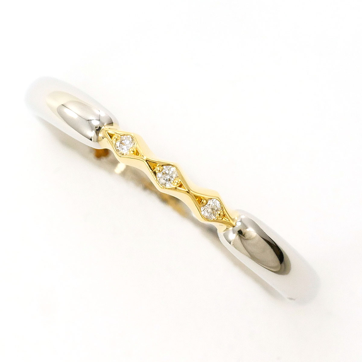 ポルターダ PT950 プラチナ リング・指輪 11号 ダイヤモンド（ct刻印なし） シトリン 総重量約3.0g 中古
