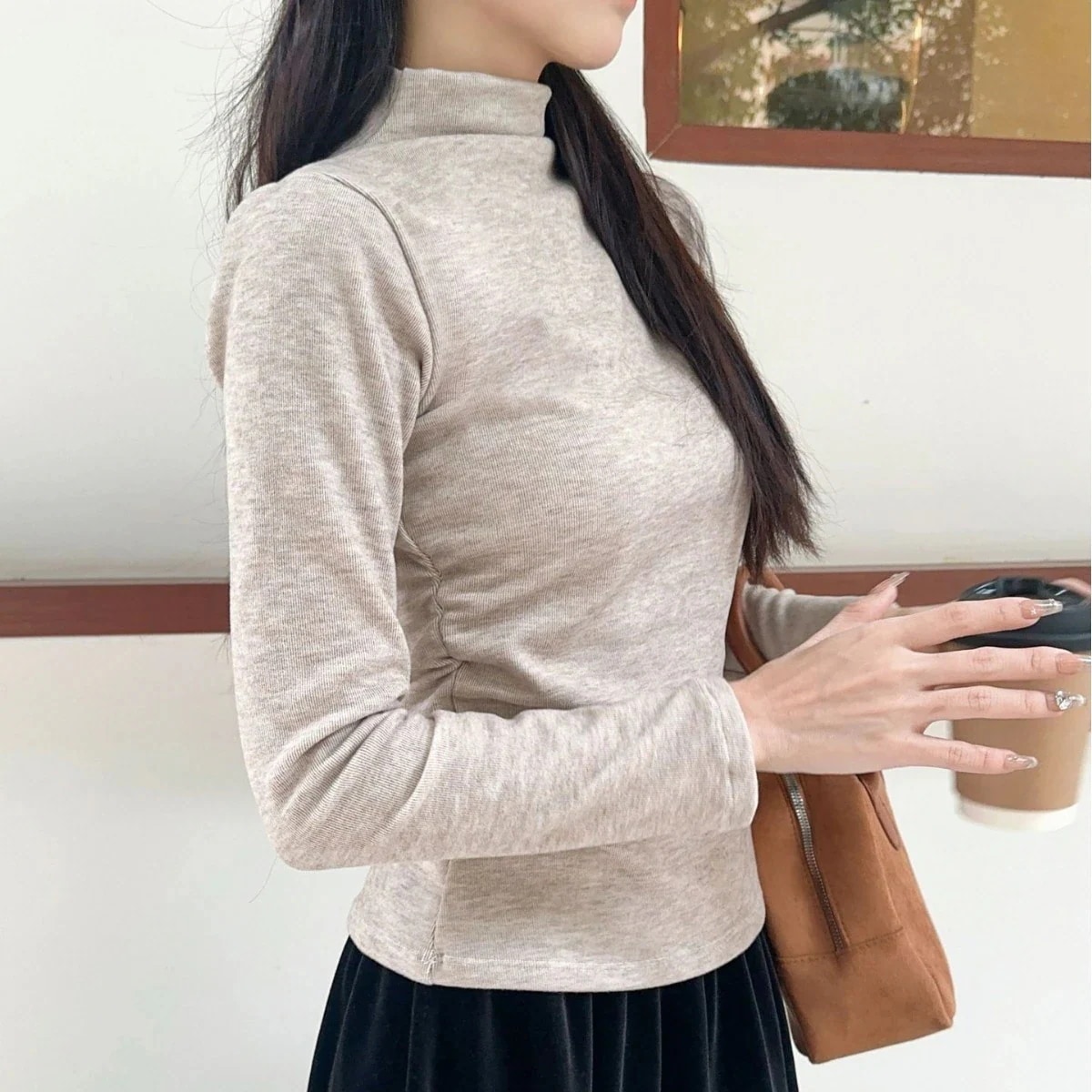 人气新作高評価 ベーシックニット韓国ファッションニットセーター 流行り ベーシックニットスウェットトップス長袖ニットインナーセーター保温トップス 46aa469