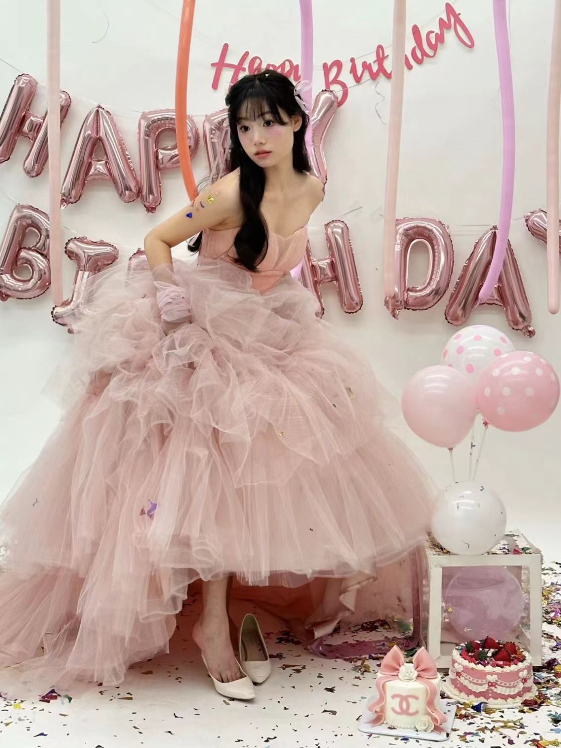 18 歳の誕生日成人式ドレス女性 2024 ピンクディナーパーティーエレガントな気質写真チュチュスカート