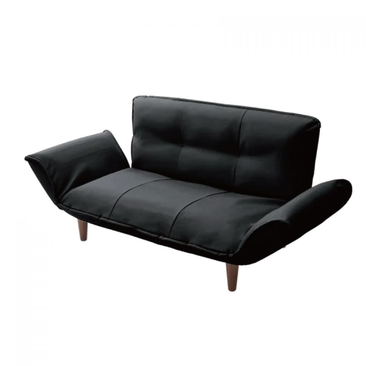 【I】セルタン カウチソファ 2人掛け KAN PVCブラック 日本製 リクライニング 座面ポケットコイル ソファ CELLUTANEA A01p-597BK 【受注生産品