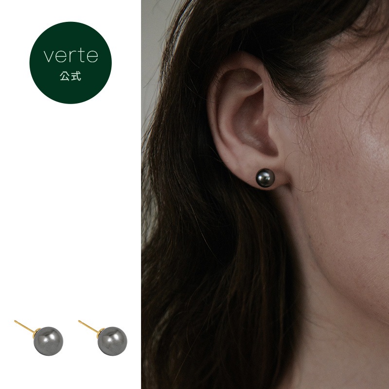 Deux.k.09 / haute pearlイヤリング(8mm)(グレー) [14kゴールド]