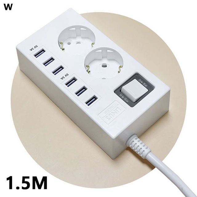 ライナス国産マルチタップUSB 6ポート2口1.5m