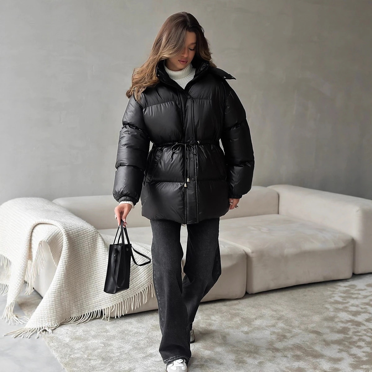 レディース 無地ダウンベスト ドローコード 通勤 おしゃれ トレンド カジュアル 保温 万能 ベーシック アウター