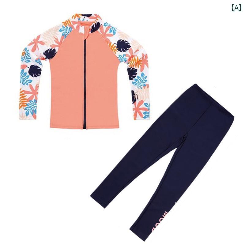 水着 女の子 スイムウェア ウェットスーツ 長袖 サーフィン ダイビング シュノーケリング スイムスーツ ビーチスポーツ 日焼け防止 速乾 夏