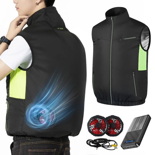 [NORAUI] 【2025暴風ファン & 40800MAH大容量バッテリー】 空調作業服 バッテリーファンセット ファン付きベスト 作業用 ジャケット 空調ウェア 空調扇風服 冷却 3段階風量調節