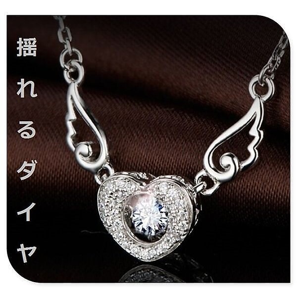ネックレス ハート 天使の羽 贅沢28粒 一粒 プラチナ仕上げ シルバー925 cz 人気 プレゼント