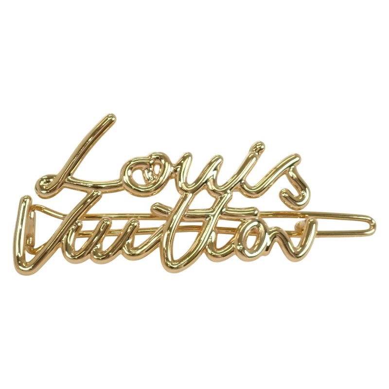 バレッタ・LVスクリプト ヘアピン M03251 バレッタ ヘアアクセサリー GP ゴールド レディース 保存箱付き【Aランク】