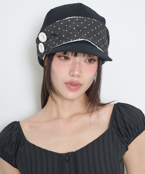 【ILLIGO】 DOT BUTTON NEWSBOY CAP BLACK キャップ 正規品