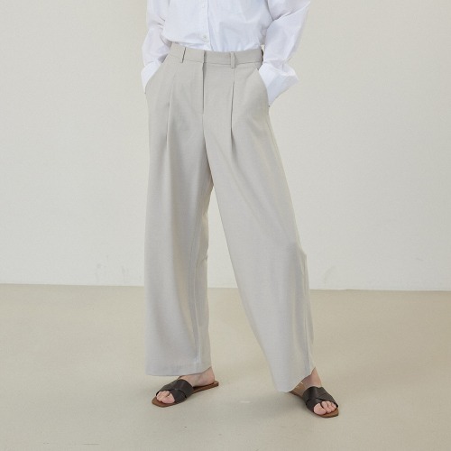 Classic One Tuck Wide Span Slacks [GREIGE]