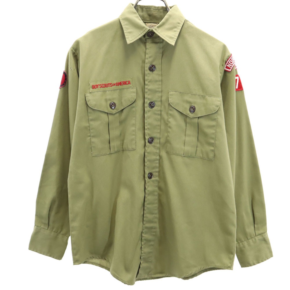 ボーイスカウトオブアメリカ 70s ヴィンテージ 長袖 シャツ カーキ系 BOYSCOUTSOFAMERICA キッズ