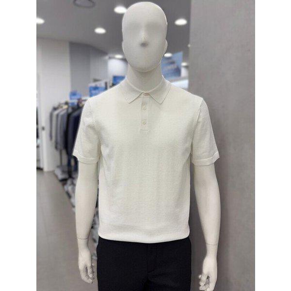メンズ夏半袖洗濯機洗い可能ウォッシャブル綿100％ポロカラーネックニットトップTシャツ5色択1_JK