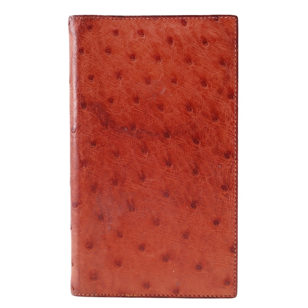 アジェンダ 手帳カバー オーストリッチ ルージュヴィフ Y ユニセックス 中古品 A-ランク