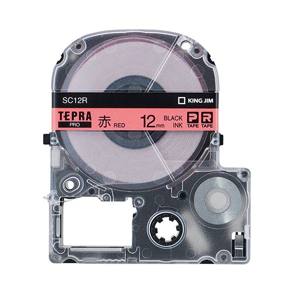 (まとめ）キングジム テプラ PRO テープカートリッジ パステル 12mm 赤/黒文字 SC12R-5P 1パック(5個)(×3セット) 11,584円