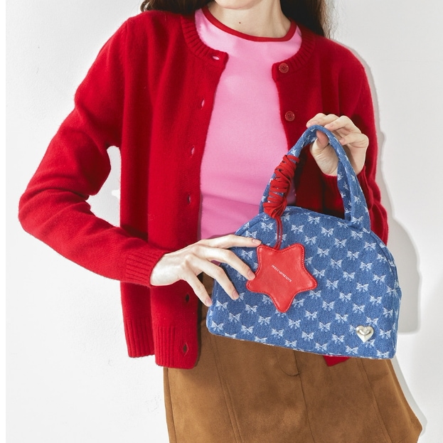 「韓国人気」Denim Half Moon Bag ラブリー 半月 デニムバッグ