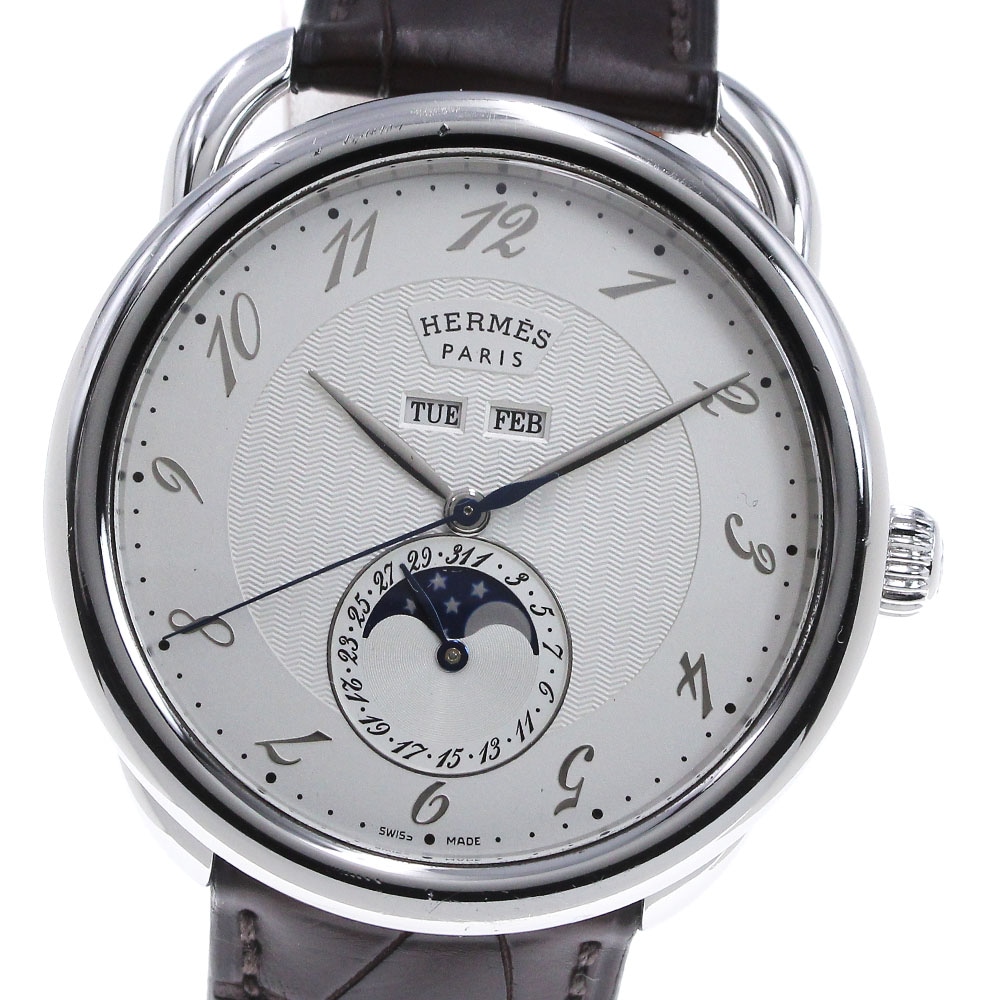 エルメス HERMES AR8.810 グランドリュンヌ マキシムアルソー ムーンフェイズ 自動巻き メンズ 箱・保証書付き_860360【中古】 185,450円
