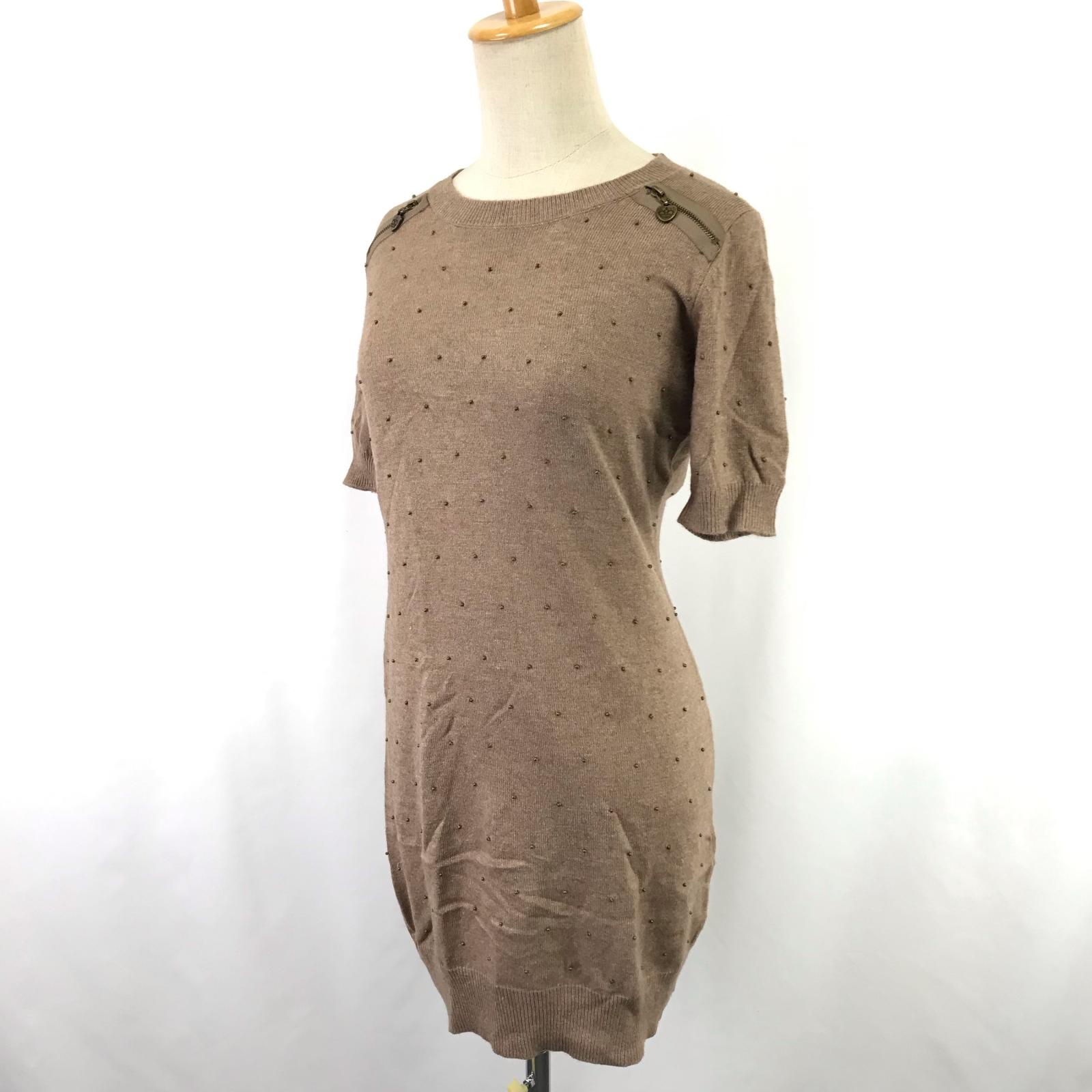 定価5万ベルギー発Essentiel Antwerp（エッセンシャルアントワープ肩ジッパー/ニット 半袖ワンピース /ビジュー/半袖/dress