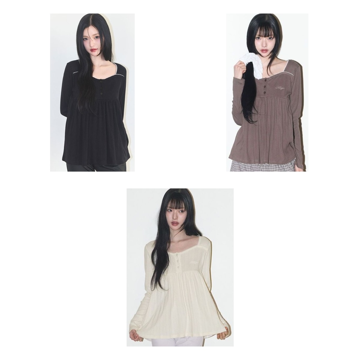 【ILLIGO】 FLARE SHIRRING LONG SLEEVE 3色 正規品