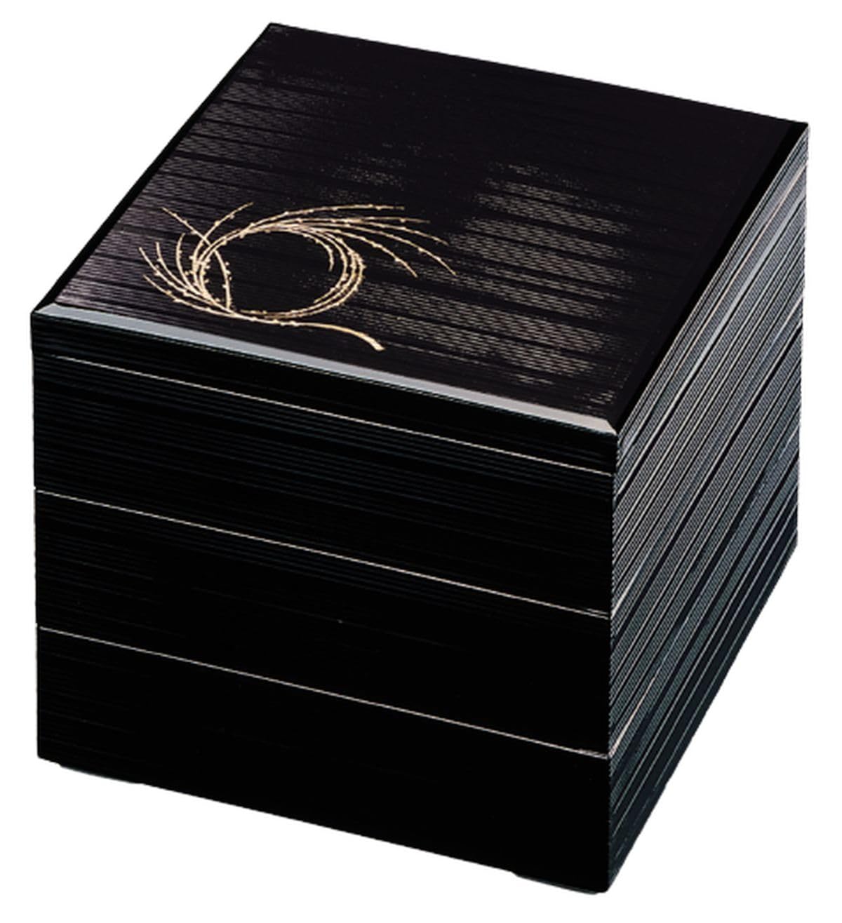 J-kitchens 行楽弁当箱 （ 弁当箱 ） 日本製 3段 8.5寸 千筋 黒 柳結び 25.6cm x 25.6cm x 16.6cm