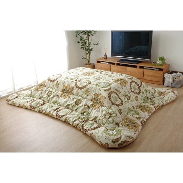1160840060103 こたつ布団 正方形 国産 花柄 掛け単品 ブラウン 約205×205cm メーカー直送