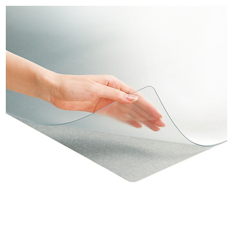 プラス(PLUS)デスクマット ななめカットデスクマット 塩ビ OAタイプ 下敷付 グレー DM-106MW　41-336