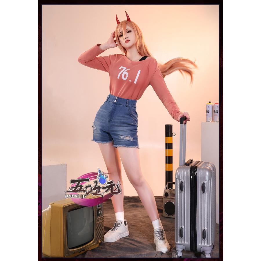 [超人気]三分妄想　チェンソーマン　コスプレ　パワー　日常服　衣装　ウィッグ　追加可