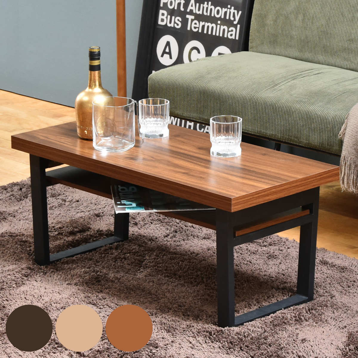 リビングテーブル 折りたたみ 幅80cm 木目調 ローテーブル センターテーブル 折り畳み スチール脚 コンパクト ミニテーブル 天板下 棚付き 収納 おしゃれ