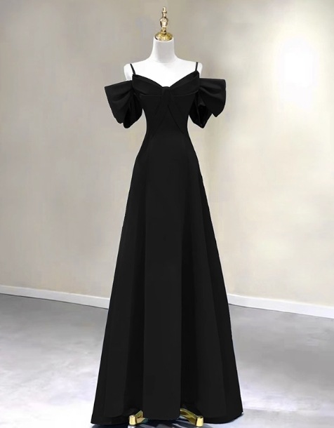 パーティードレス キャミソール ブラック リボン スレンダーライン 演奏会/音楽会