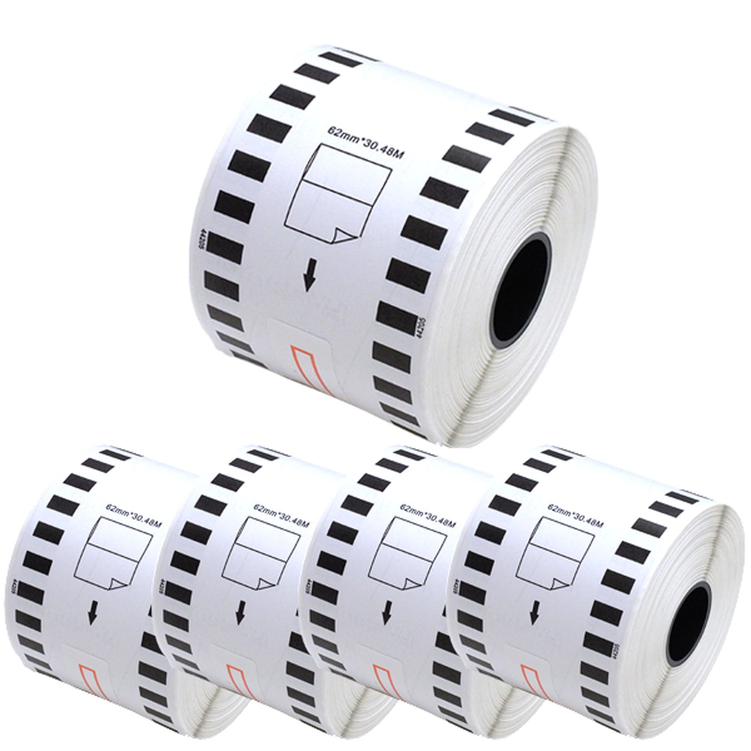 ブラザー用 ピータッチ DKテープ (感熱紙) DK-4205 互換品 再剥離 長尺紙テープ(大) 白 62mm×30.48m 5個セット