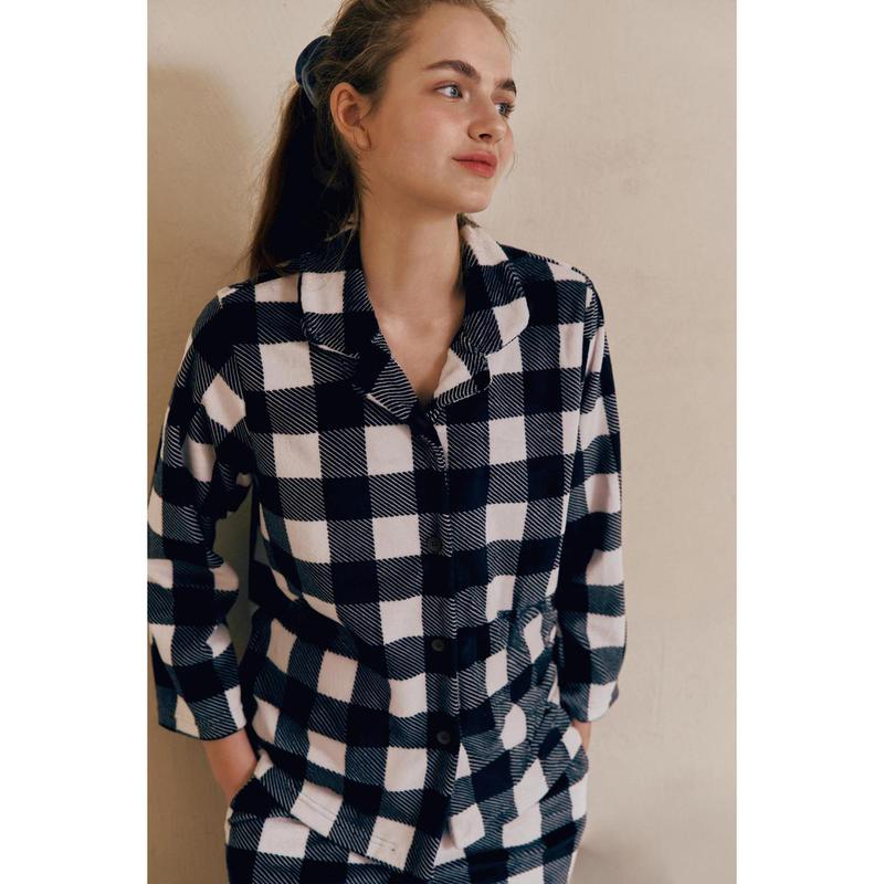 極細糸チェック捺染女性下着 女性室内着 SEP2593FSG