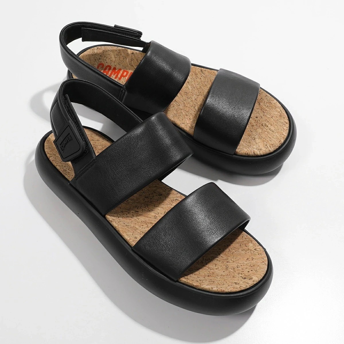 CAMPER カンペール サンダル Pelotas Flota San ペロータスフロータ サン K101030 メンズ フラット コルク ベルクロ ロゴ レザー シューズ 靴 001/Black 【