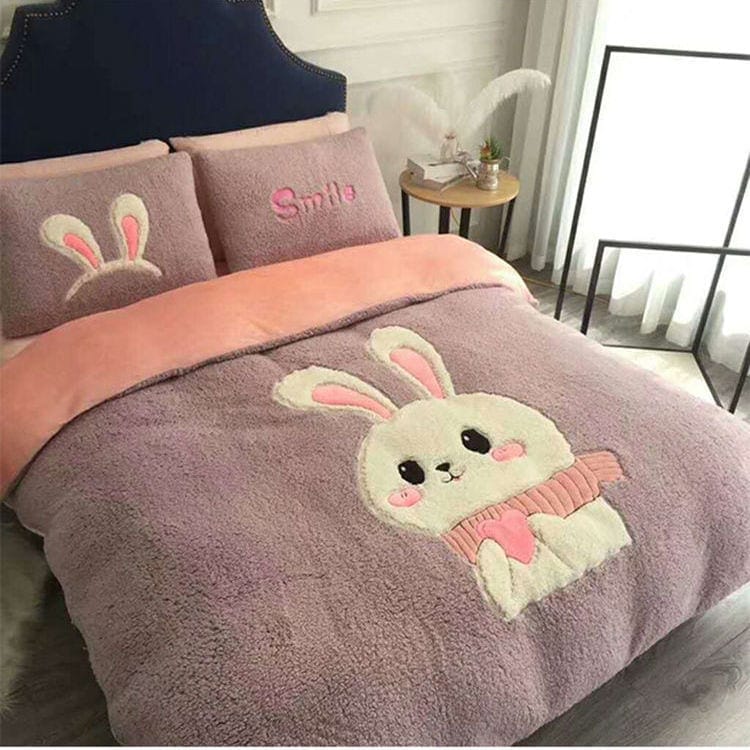 韓国ファッション 布団カバー子供用 大人用 冬用 毛布 暖かい 厚手 ベッドカバー ダブルサイズ 掛け布団カバーボックスシーツ 抗菌防臭 洗える 寝具 ベッド用品 シングル ダブル