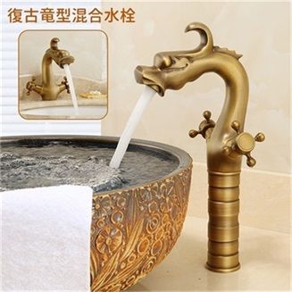 水栓金具 洗面所 蛇口 洗面台 浴室 洗面器 手洗器 手洗い鉢 混合水栓 交換自分で 台付 2レバー おしゃれ 竜型 キッチン 台所 流し台 水道蛇口 簡単取付 高いタイプ 多機能レンチ付 10,351円