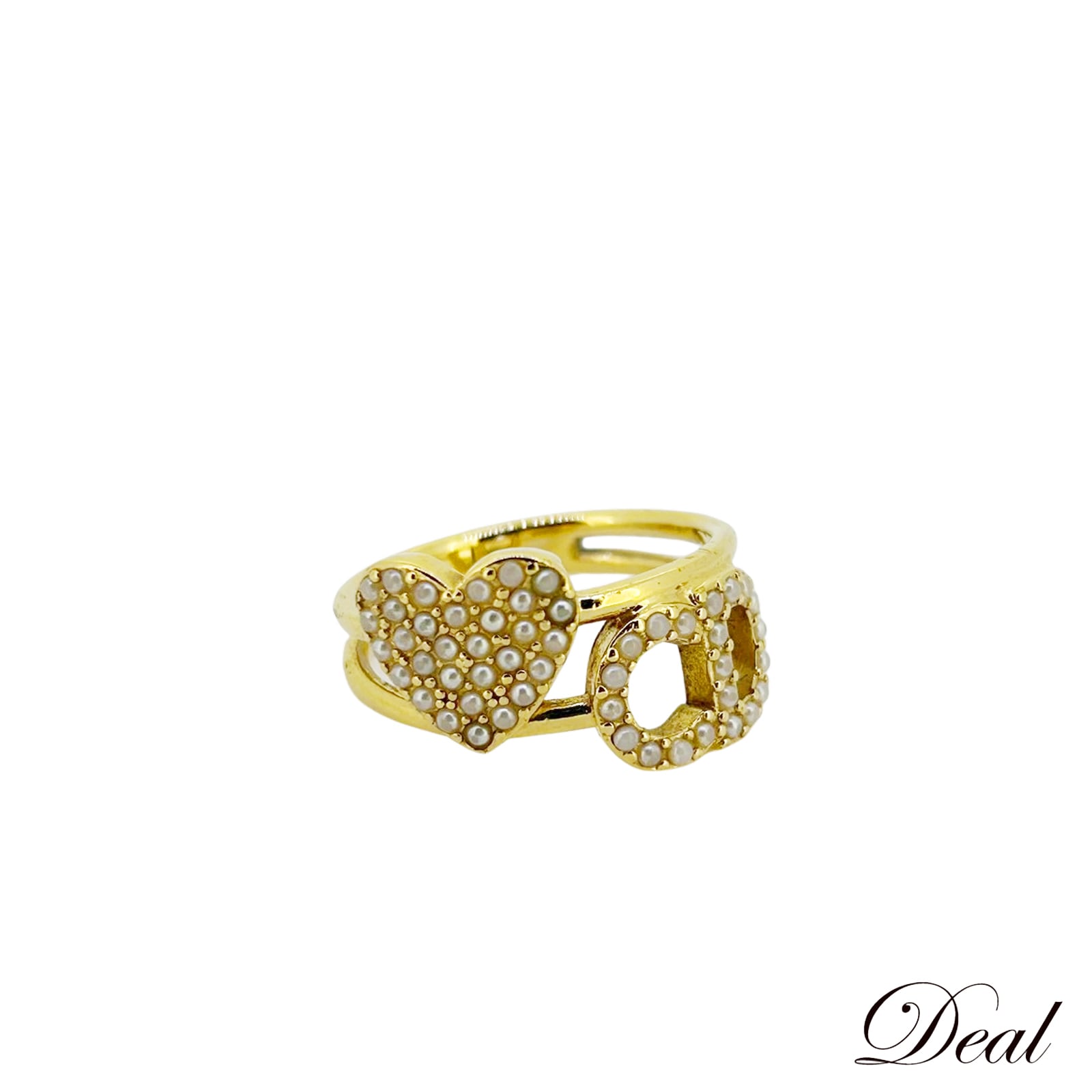 ディオール CD ロゴ ハート フェイクパール ゴールド 10号 ゴールド レディース リング 指輪